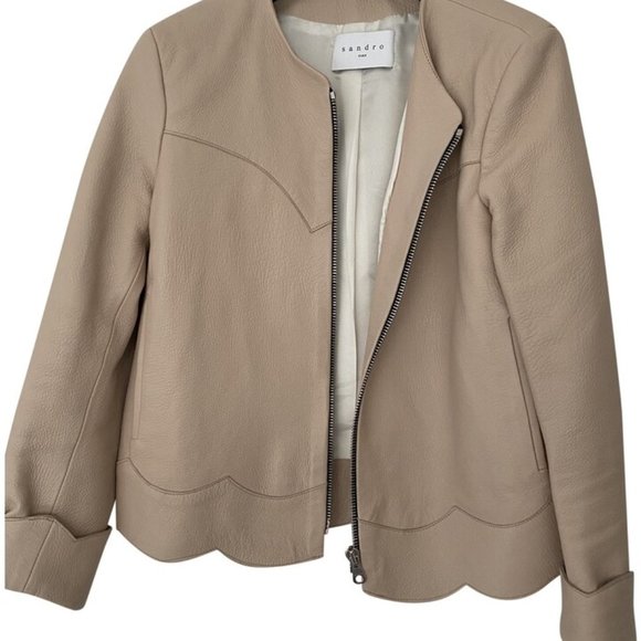 Sandro leather jacket with scalloped edges - Picture 4 of 7